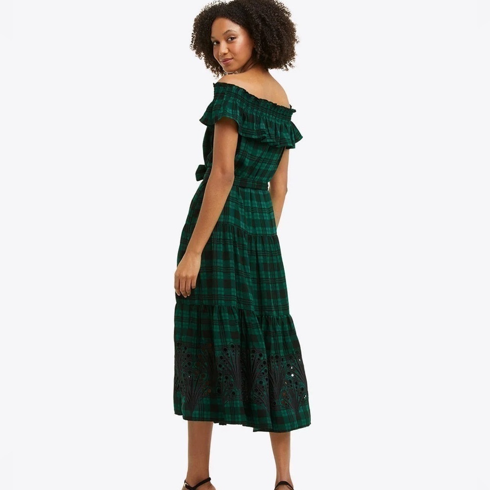 NWT,Draper James,The Tie Waist Dress, Timeless Blackwatch Plaid,Luxury Size L - Picture 3 of 14